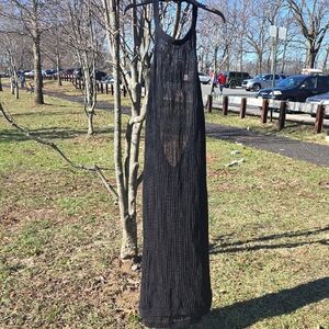 Quince Black Crochet Maxi Swim Coverup